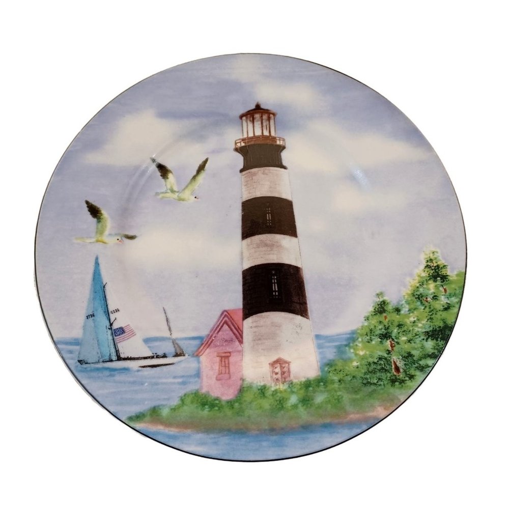Thompson Pottery Lighthouse Porcelain Plate 8" Decorative Nautical Collector